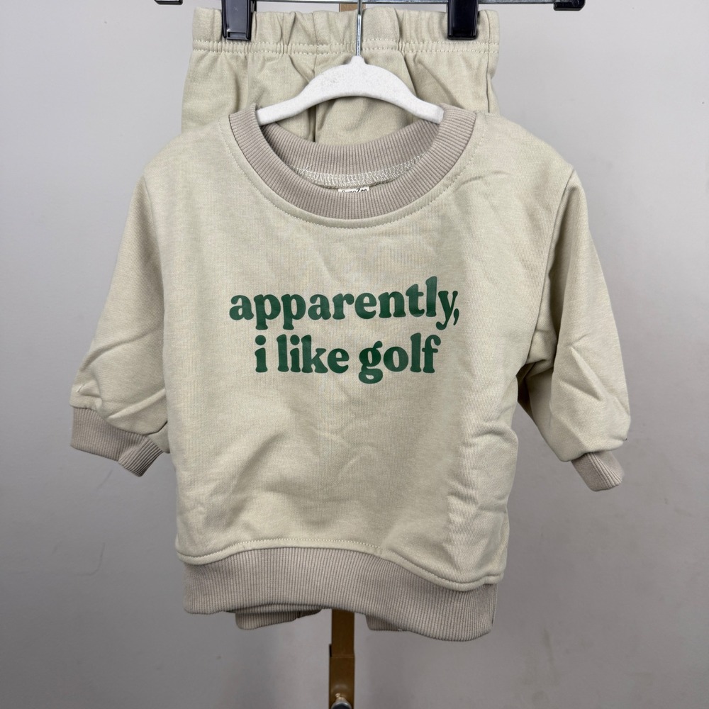 NEWSunoZee Sweatshirt Jogger Set Kids 6-12M  mint Golf Graphic 2PC Outfit